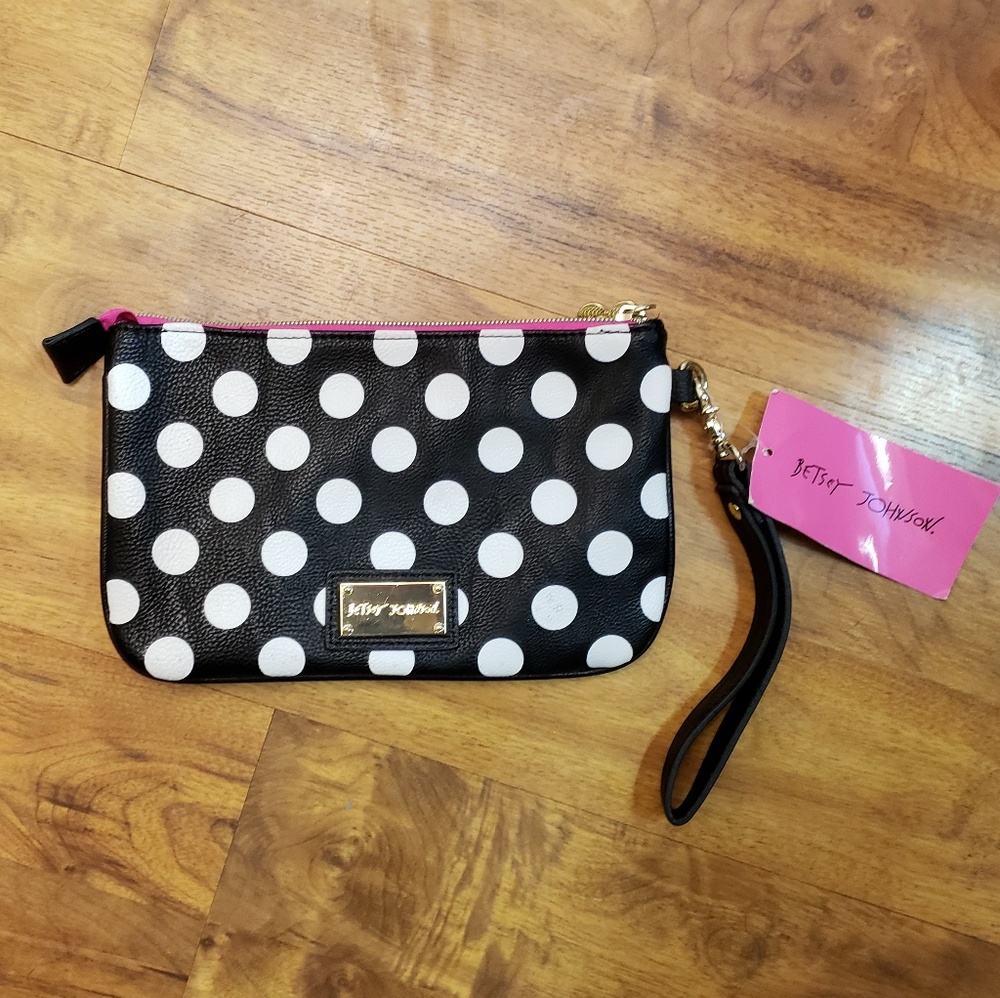 Betsey Johnson initial Polka Dot Wristlet